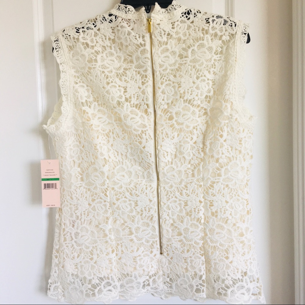 Nanette Lepore cream lace sleeveless blouse size large - Picture 4 of 8